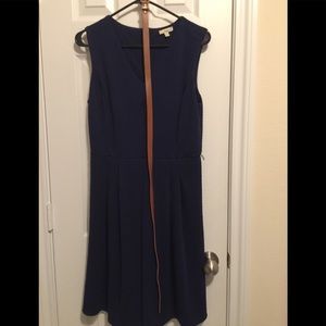 Navy large dress with brown belt